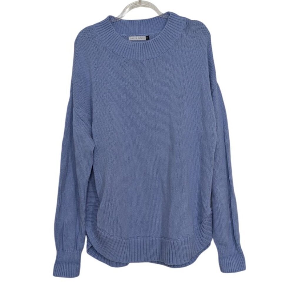 Zaket & Plover Knit Sweater Womens Size XL Blue Ribbed Trim Long Sleeve Pullover
